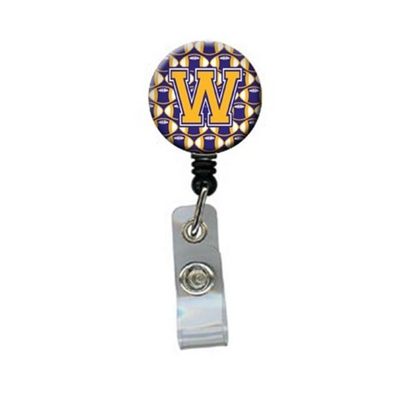 Carolines Treasures Letter W Football Purple and Gold Retractable Badge Reel CJ1064-WBR